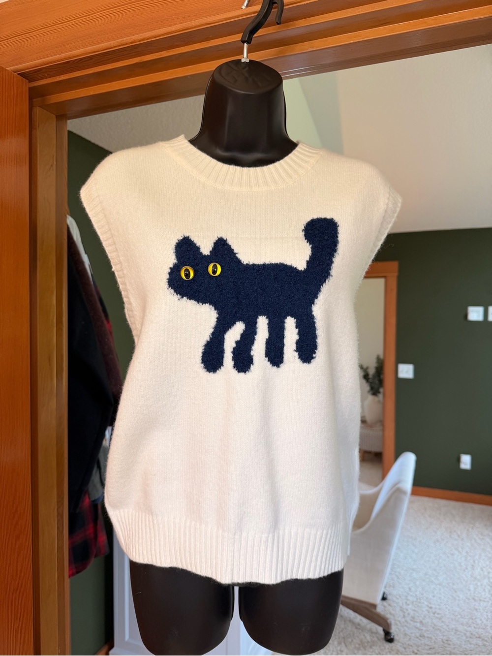 Cider Cream Knit Cat/Spooky Sweater Vest - Picture 2 of 4